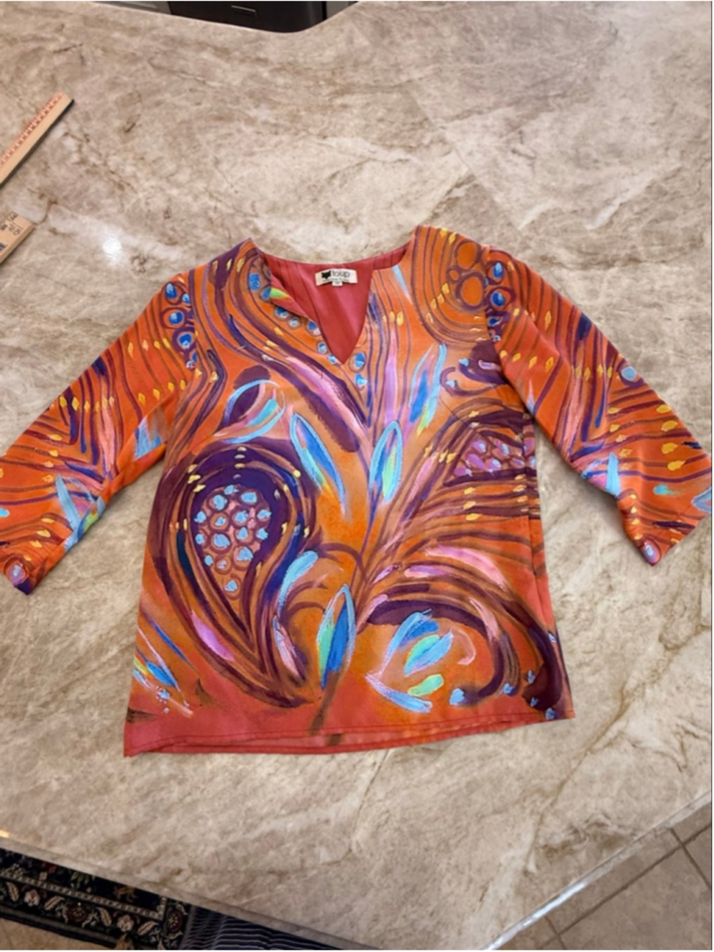 LOUP PARIS 38 silk whimsy fairy blouse colorful fantasy